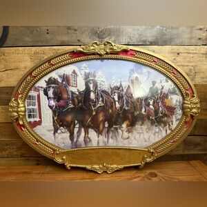 Vintage Anheuser Busch Budweiser Clydesdale Horse Team Wall Bubble Sign 20”x 30”